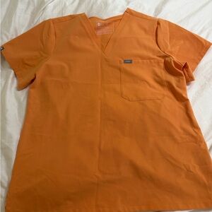 Figs Bright Orange V-Neck Scrub Top